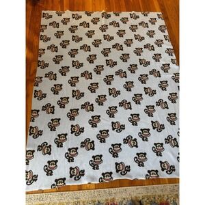 Vintage Limited Too Girls Fleece Throw‎ Lap Monkey Blue Blanket AOP Soft Y2K